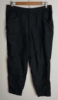 Old Navy Black High Rise Linen Blend Crop Pants Size Medium Pull On Women’s
